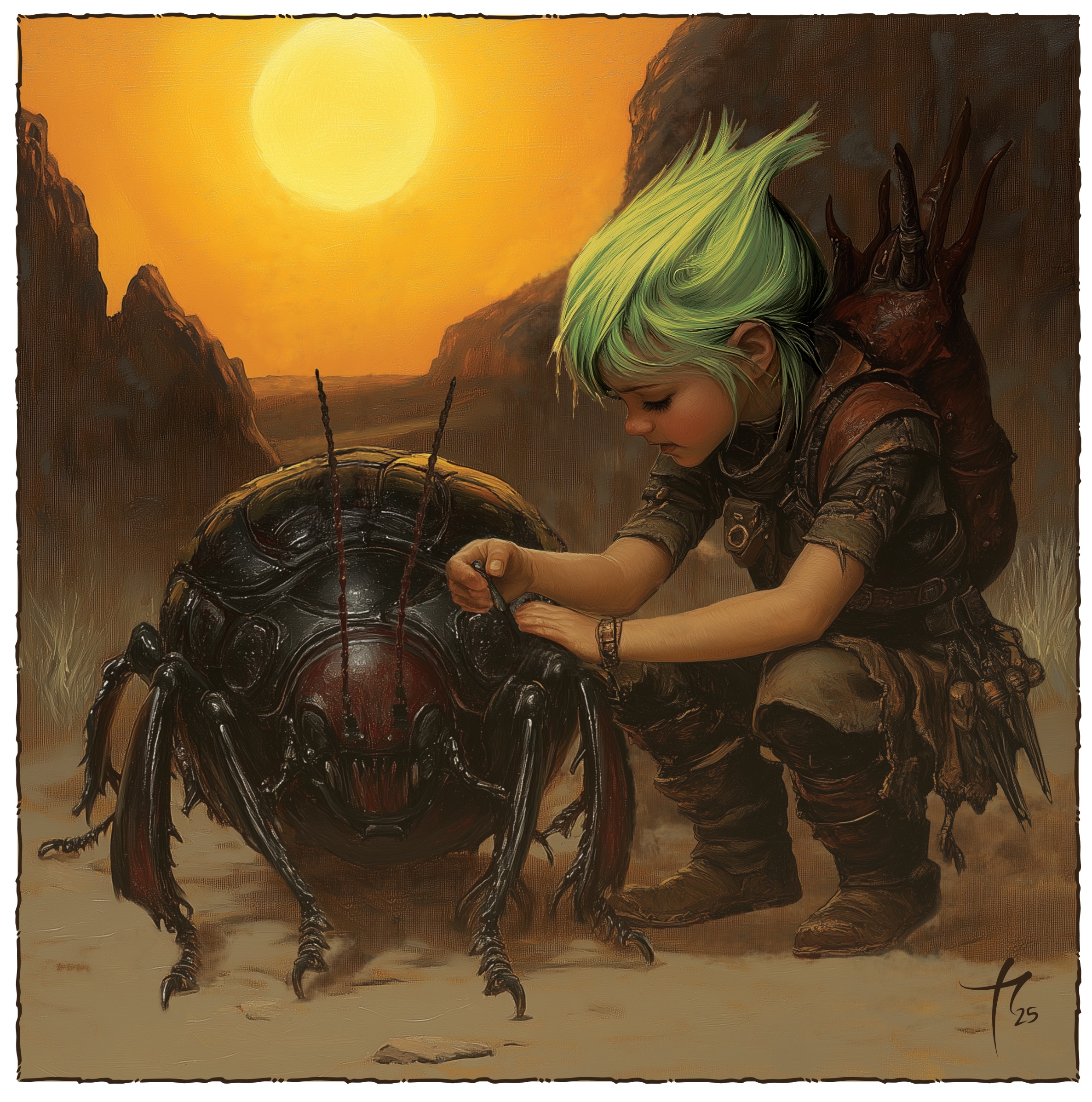 An Athasian gnome and beetle