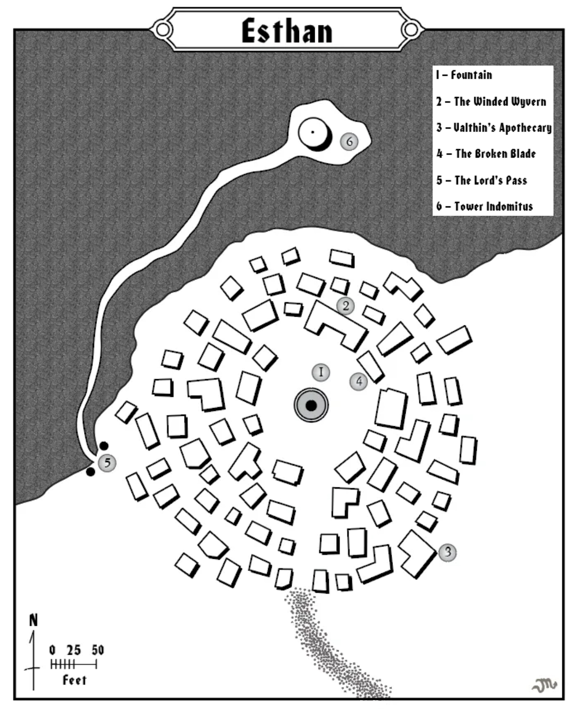 Map of the domain of Esthan