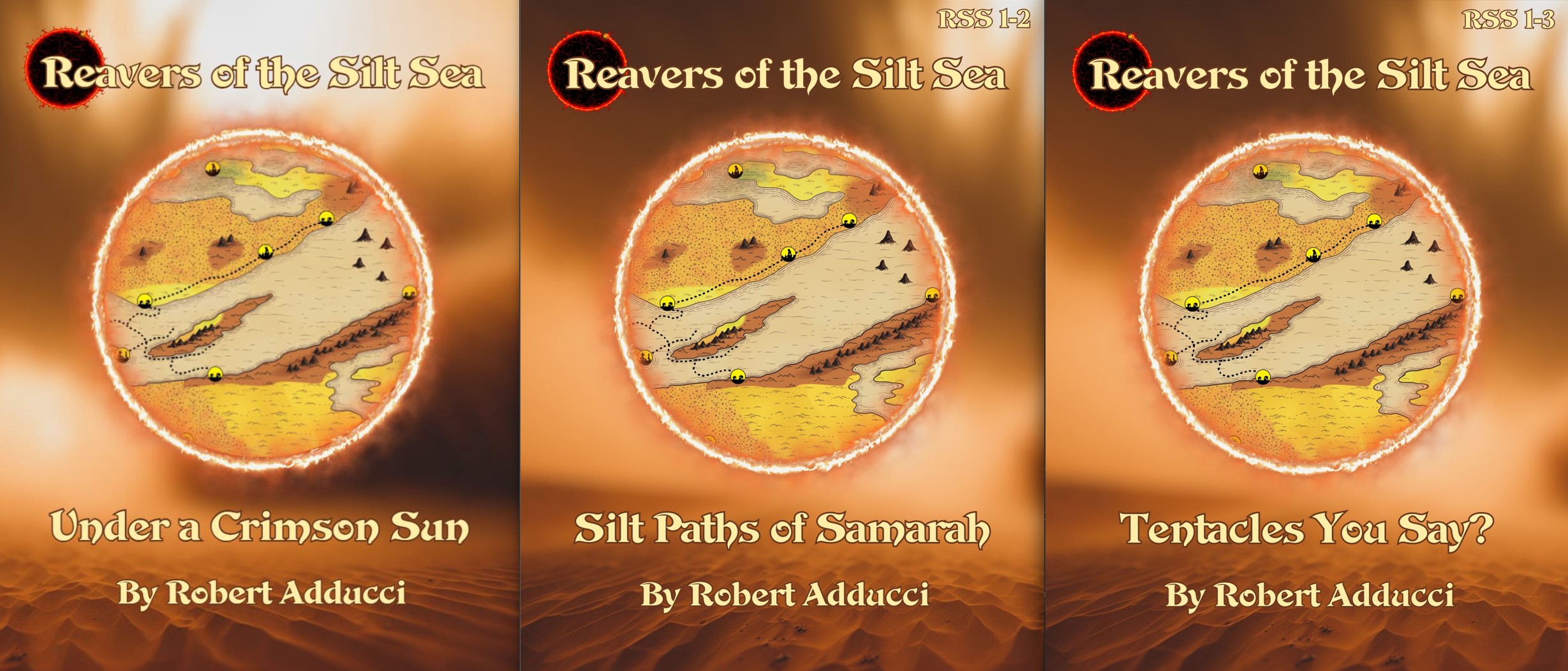 3 Covers to the Silt Paths of Samarah trilogy of the Reavers of the Silt Sea Organized Play campaign
